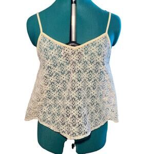 NWT American Eagle Eyelet Lace Spaghetti Strap Top Size Medium Color Cream